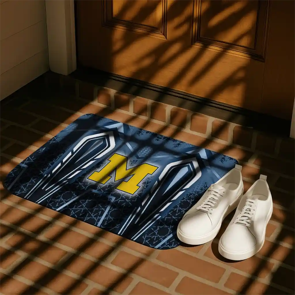 michigan-wolverines-graphic-stripes-blue-doormat-trendy.webp