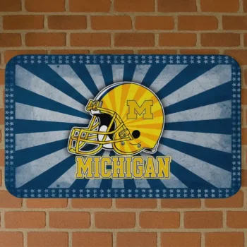 Michigan Wolverines Helmet Centerpiece Blue Doormat
