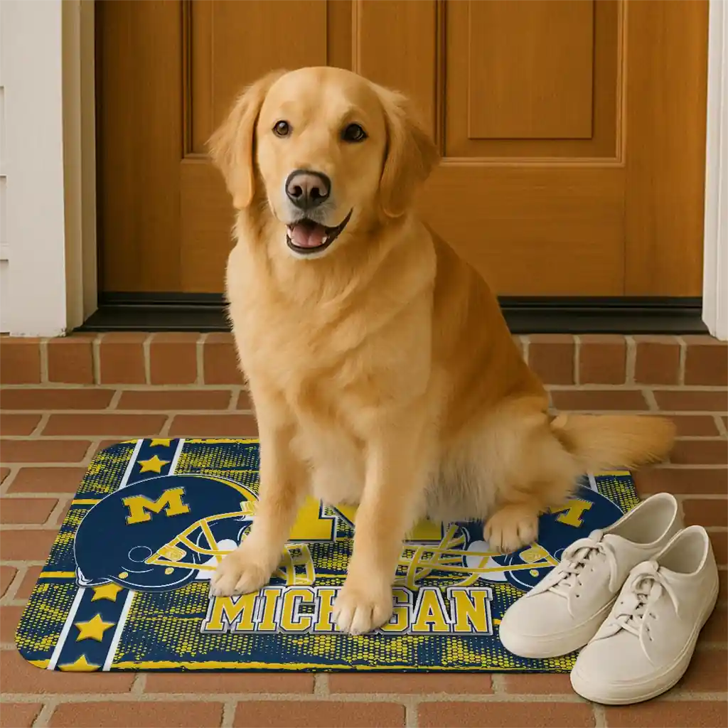 michigan-wolverines-helmet-illustration-blue-doormat-high-quality.webp