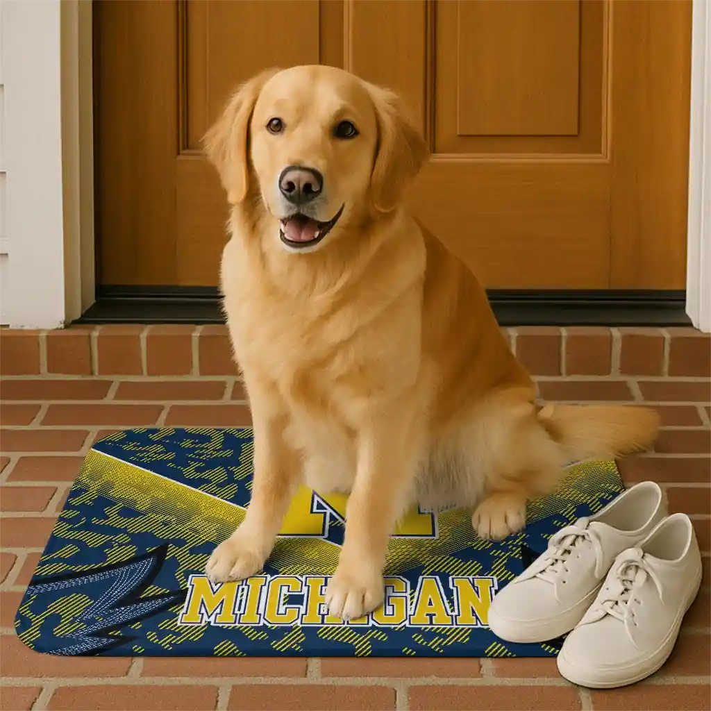 michigan-wolverines-layered-lines-blue-doormat-high-quality.webp