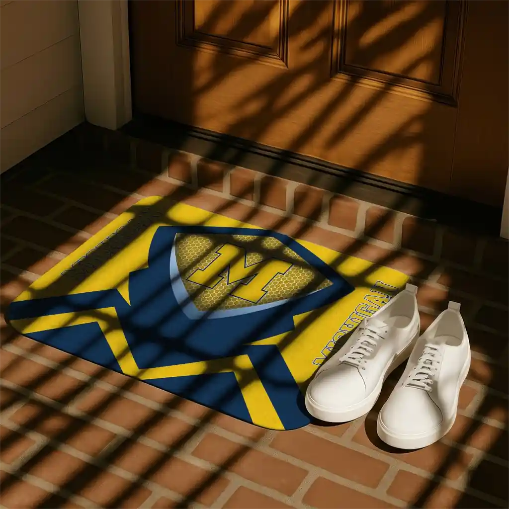 michigan-wolverines-ninja-mesh-blue-doormat-trendy.webp