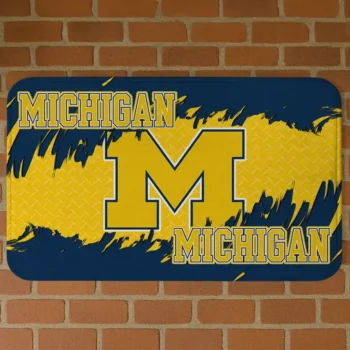 Michigan Wolverines Plate Rip Blue Doormat