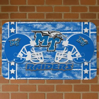 Middle Tennessee Blue Raiders Helmet Illustration Blue Doormat