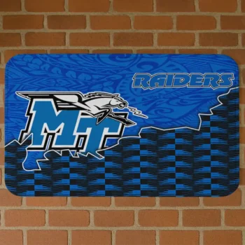 Middle Tennessee Blue Raiders Tribal Detailing Blue Black Doormat