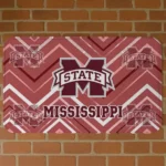 Mississippi State Bulldogs Chevron Geometrics Maroon Doormat