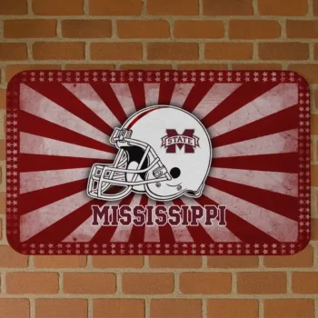 Mississippi State Bulldogs Helmet Centerpiece Maroon Doormat