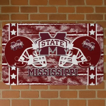Mississippi State Bulldogs Helmet Illustration Maroon Doormat