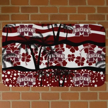 Mississippi State Bulldogs Palm Silhouette Maroon Black Doormat