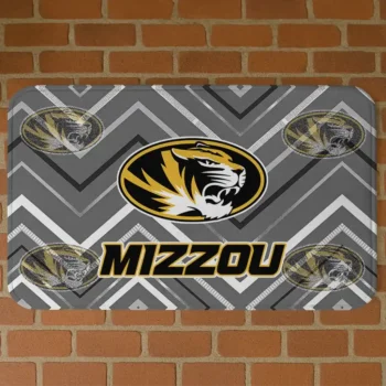 Missouri Tigers Chevron Geometrics Black Doormat