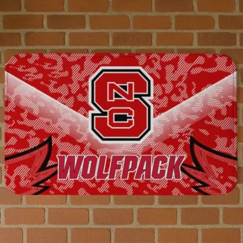 NC State Wolfpack Layered Lines Red Doormat