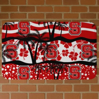 NC State Wolfpack Palm Silhouette Red Black Doormat