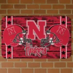 Nebraska Cornhuskers Helmet Illustration Red Doormat