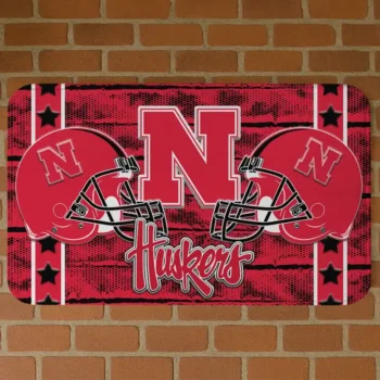 Nebraska Cornhuskers Helmet Illustration Red Doormat