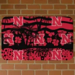 Nebraska Cornhuskers Palm Silhouette Red Black Doormat