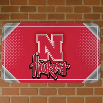 Nebraska Cornhuskers Silver Halftone Red Doormat