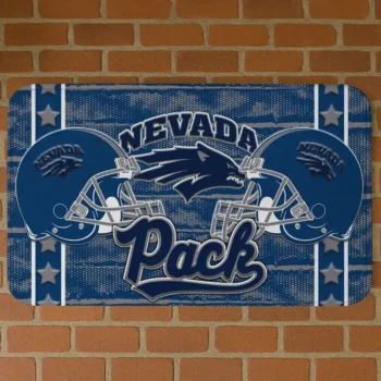 Nevada Wolf Pack Helmet Illustration Blue Doormat