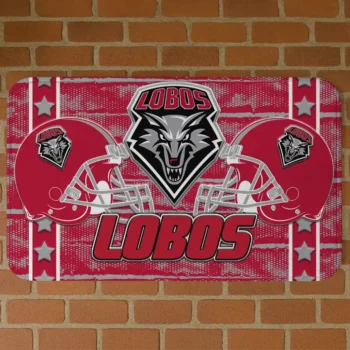 New Mexico Lobos Helmet Illustration Red Doormat