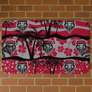 New Mexico Lobos Palm Silhouette Red Black Doormat