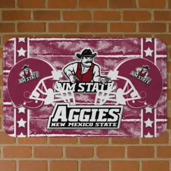 New Mexico State Aggies Helmet Illustration Crimson Doormat