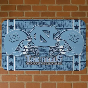 North Carolina Tar Heels Helmet Illustration Light Blue Doormat
