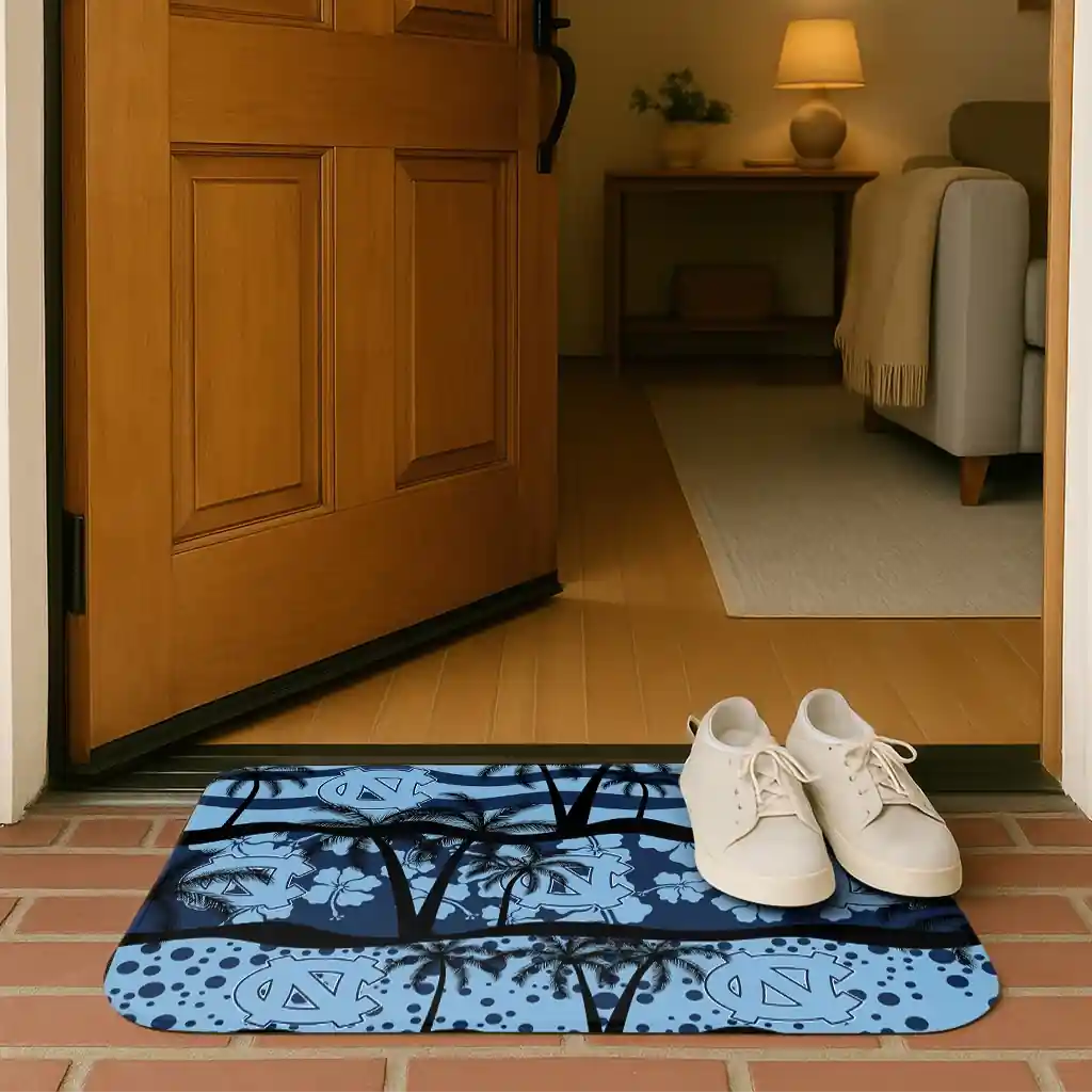 north-carolina-tar-heels-palm-silhouette-light-blue-black-doormat-fashion-forward.webp