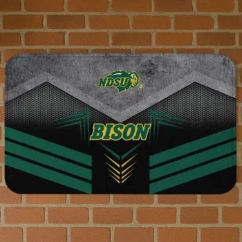 North Dakota State Bison Chevron Points Green Black Doormat