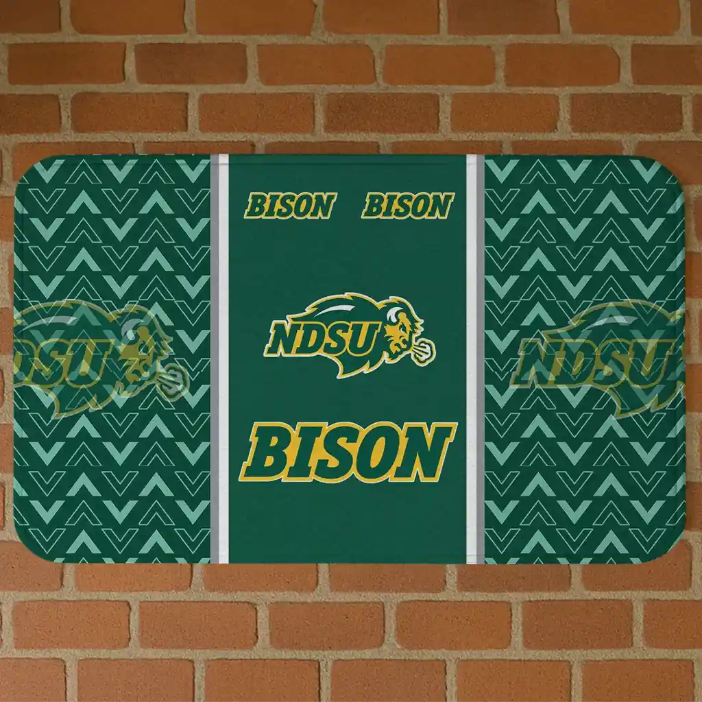 north-dakota-state-bison-chevron-stack-green-doormat-best-selling.webp north dakota state bison chevron stack green doormat best selling