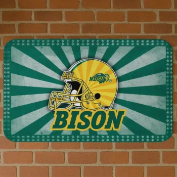 North Dakota State Bison Helmet Centerpiece Green Doormat
