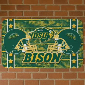 North Dakota State Bison Helmet Illustration Green Doormat