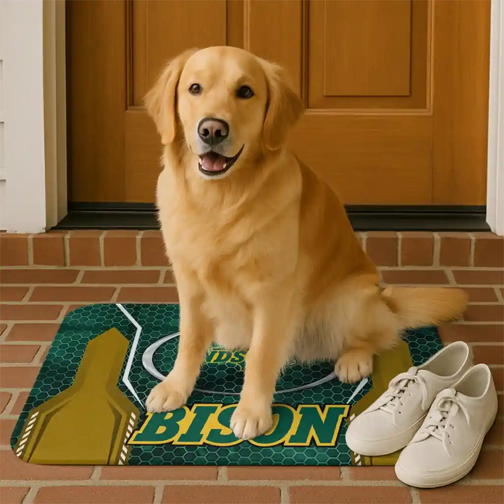 north-dakota-state-bison-hexagon-oval-green-doormat-high-quality.webp