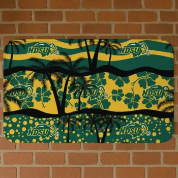 North Dakota State Bison Palm Silhouette Green Black Doormat