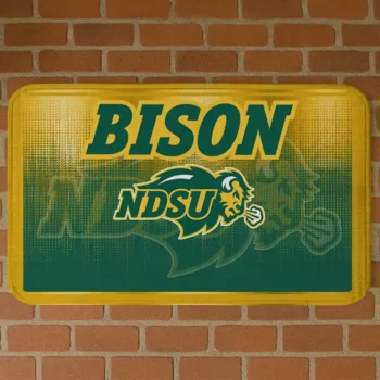 North Dakota State Bison Pixel Blur Green Doormat