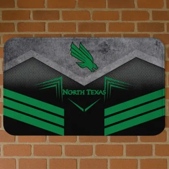 North Texas Mean Green Chevron Points Green Black Doormat