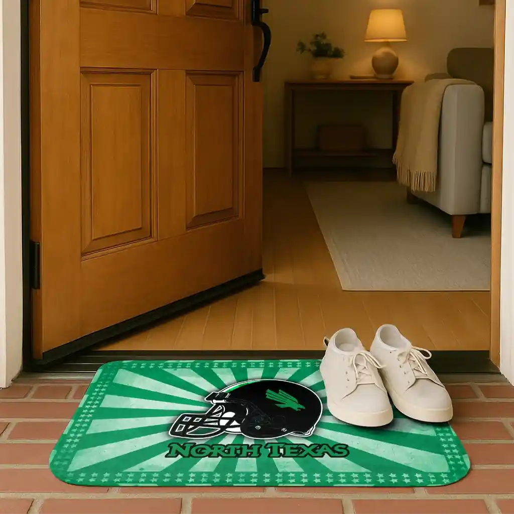 north-texas-mean-green-helmet-centerpiece-green-doormat-fashion-forward.webp
