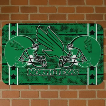 North Texas Mean Green Helmet Illustration Green Doormat