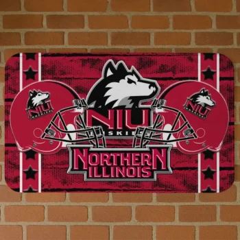 Northern Illinois Huskies Helmet Illustration Red Doormat