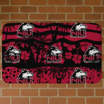 Northern Illinois Huskies Palm Silhouette Red Black Doormat