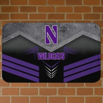 Northwestern Wildcats Chevron Points Purple Black Doormat