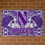 Northwestern Wildcats Helmet Illustration Purple Doormat