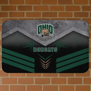 Ohio Bobcats Chevron Points Green Black Doormat