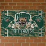 Ohio Bobcats Helmet Illustration Green Doormat