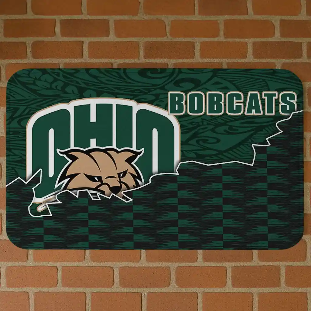 ohio-bobcats-tribal-detailing-green-black-doormat-best-selling.webp ohio bobcats tribal detailing green black doormat best selling