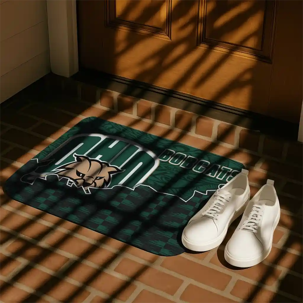 ohio-bobcats-tribal-detailing-green-black-doormat-trendy.webp
