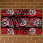 Ohio State Buckeyes Palm Silhouette Scarlet Black Doormat