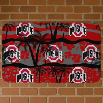 Ohio State Buckeyes Palm Silhouette Scarlet Black Doormat