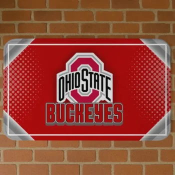 Ohio State Buckeyes Silver Halftone Scarlet Doormat
