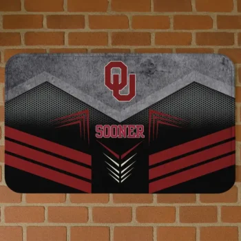 Oklahoma Sooners Chevron Points Crimson Black Doormat