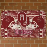 Oklahoma Sooners Helmet Illustration Crimson Doormat