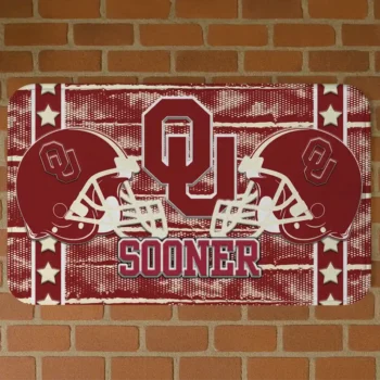 Oklahoma Sooners Helmet Illustration Crimson Doormat