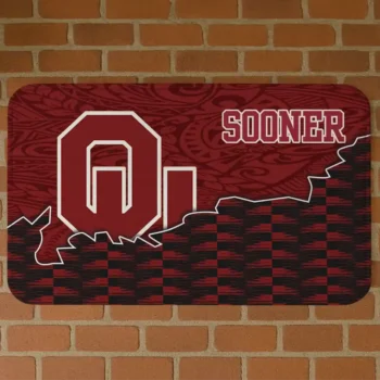 Oklahoma Sooners Tribal Detailing Crimson Black Doormat